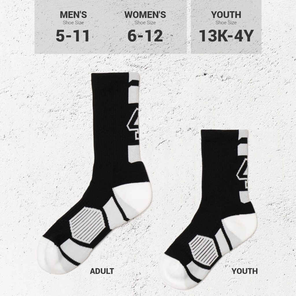 ChalkTalkSPORTS Custom Team Number Crew Socks | Athletic Socks Black | Choose Your Number