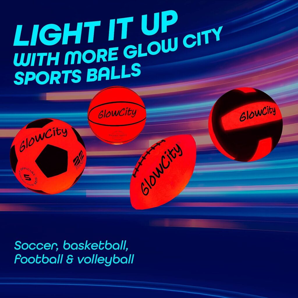 GlowCity Glow in The Dark Football - Light Up LED Ball - Perfect for Evening Play, Camping, and Beach Fun!