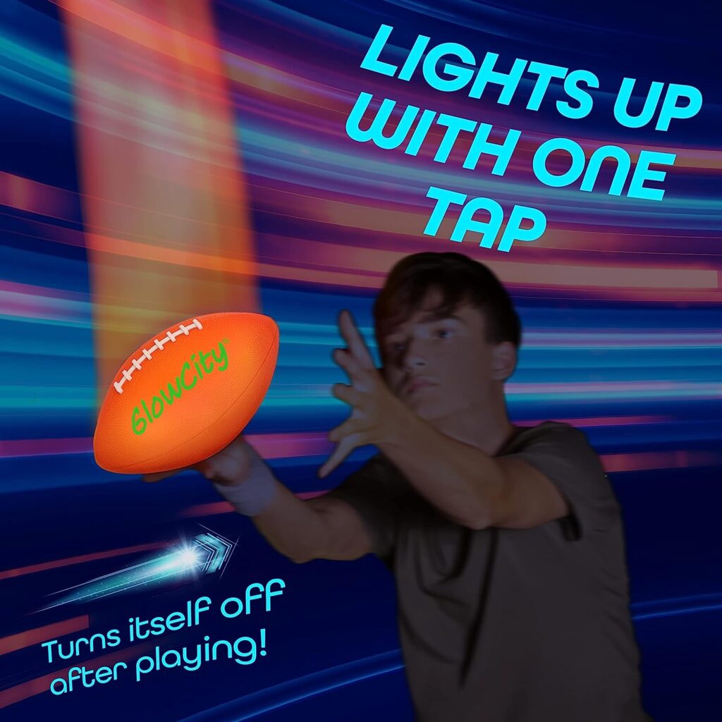 GlowCity Glow in The Dark Football - Light Up LED Ball - Perfect for Evening Play, Camping, and Beach Fun!
