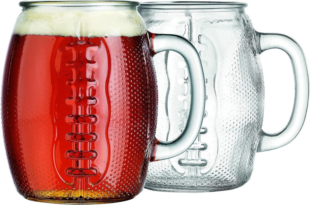 HC Oktoberfest 37 Oz Football Fan Glass Cups Fun Jumbo Drinking - Great For Beer, Mead,  Ale, Stein Mug With Handles Great For Playoffs Everyday, Great Gift For Men (Set Of 2)