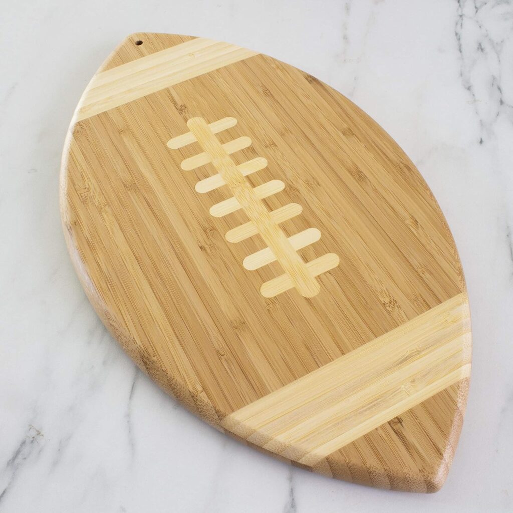 Totally Bamboo Football Shaped Bamboo Wood Cutting Board and Charcuterie Board, Great Gift for Football Fans